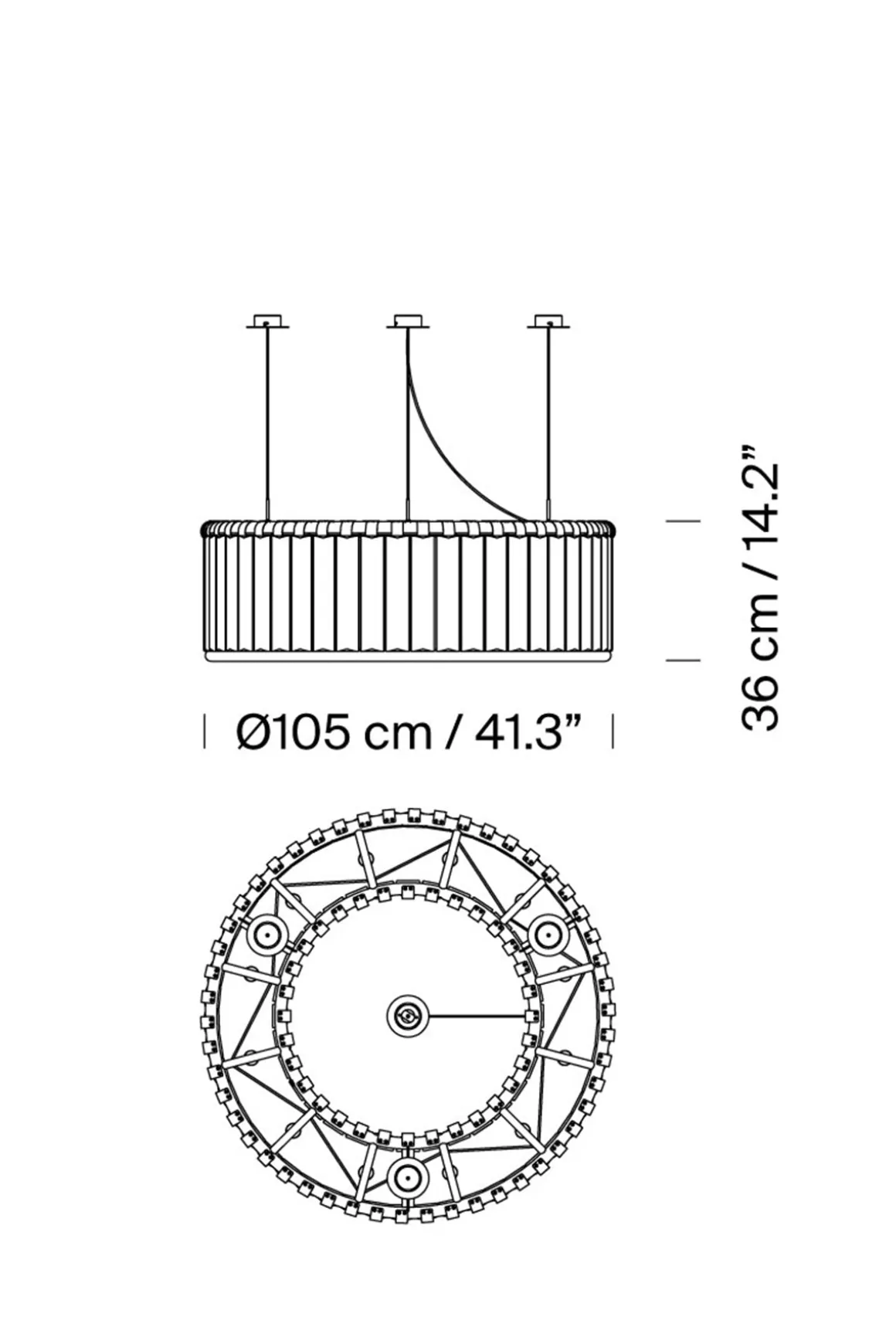 Taklampe - Estadio dia105cm 3 Support Hanging System