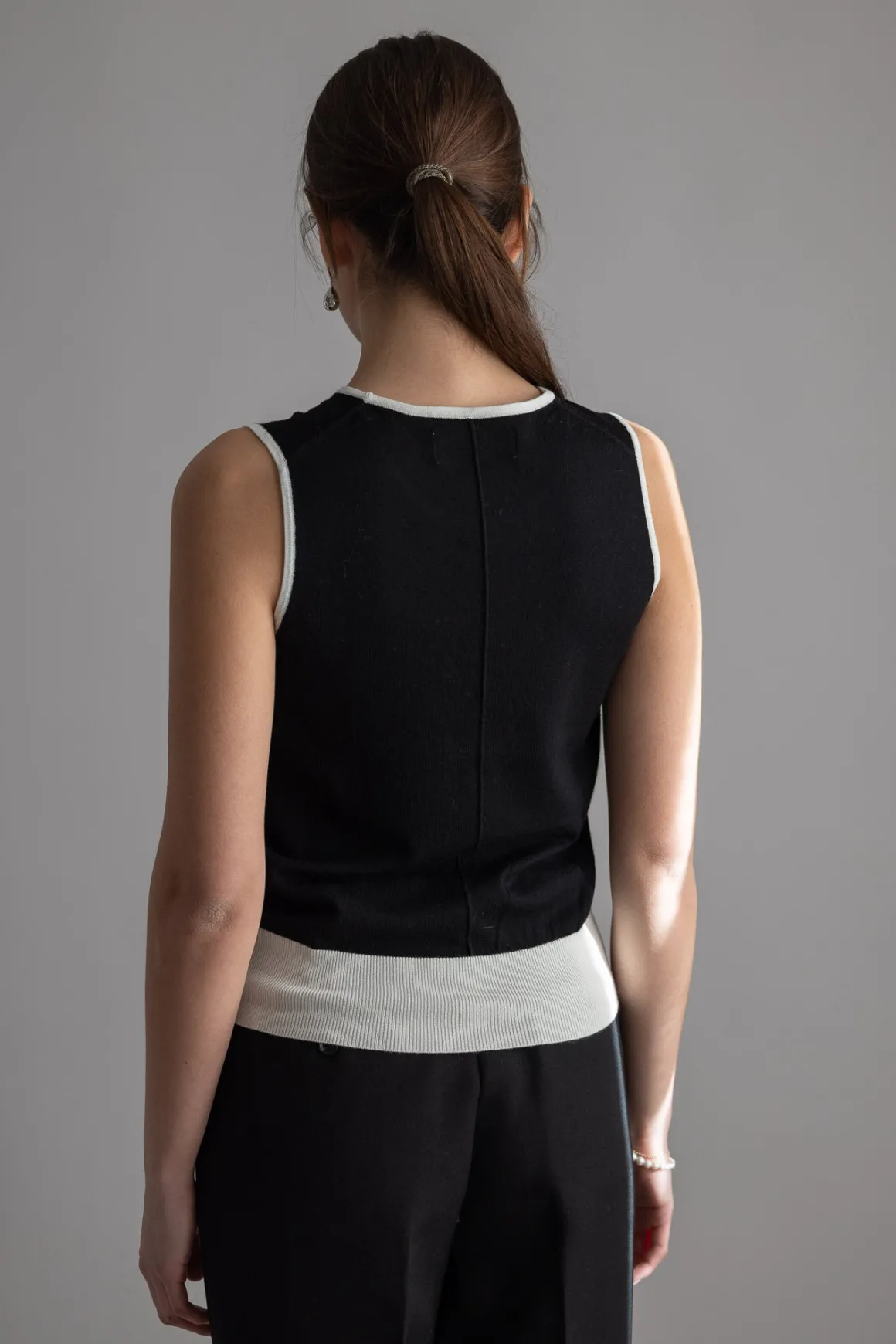 Topp - Classic Merino Tank Black Cream