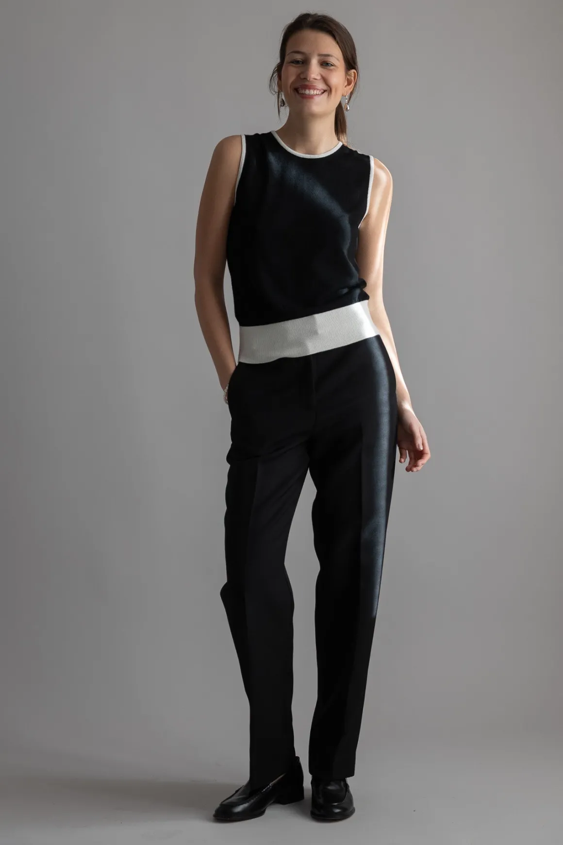 Topp - Classic Merino Tank Black Cream