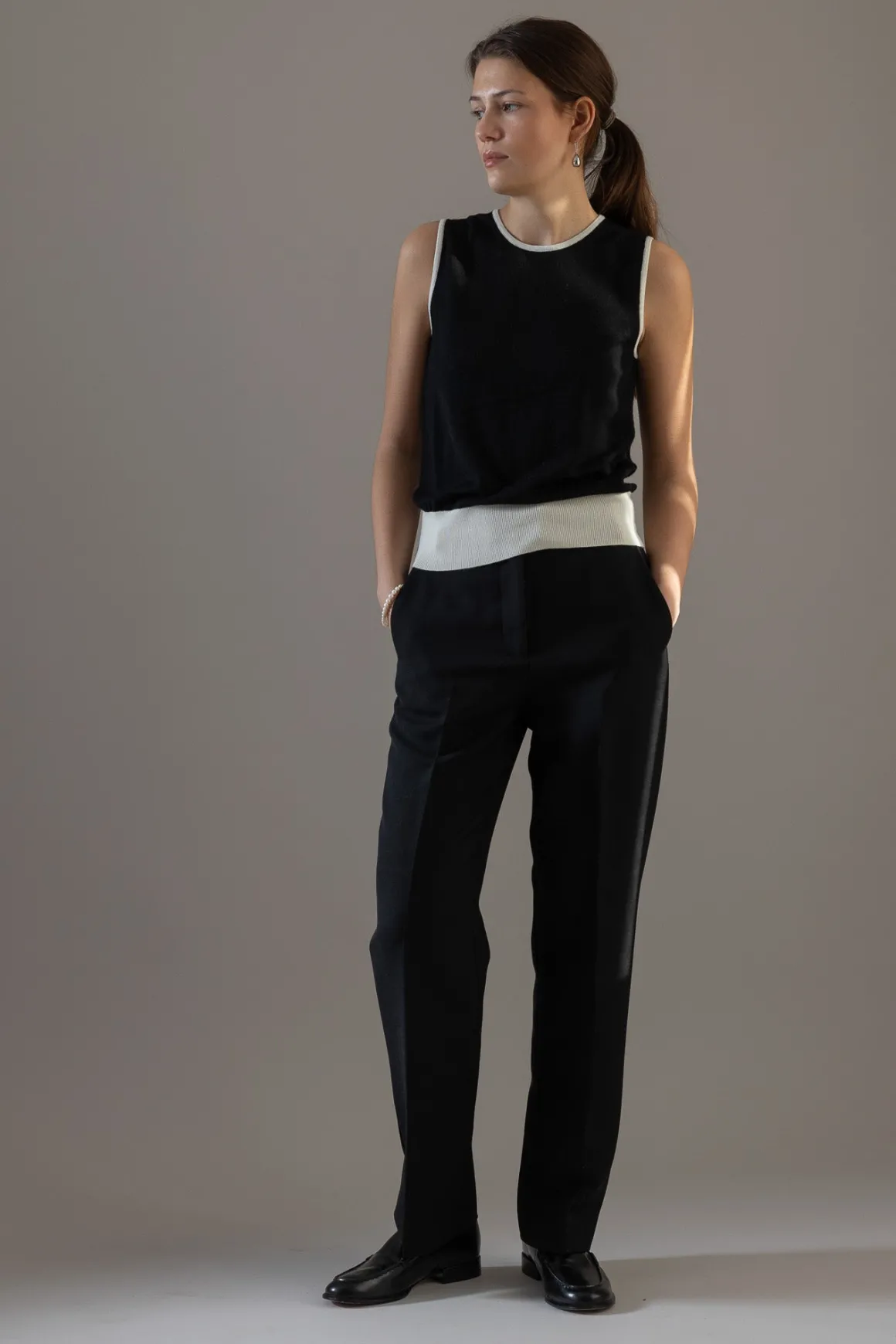 Topp - Classic Merino Tank Black Cream