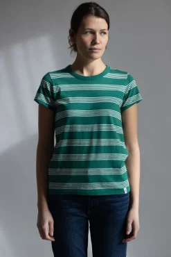 T-Skjorte - Slub Stripe Tee Green Mult